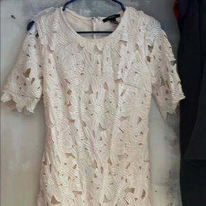 Forever 21 Cream Sheath Mini Dress with Flutter Sleeves